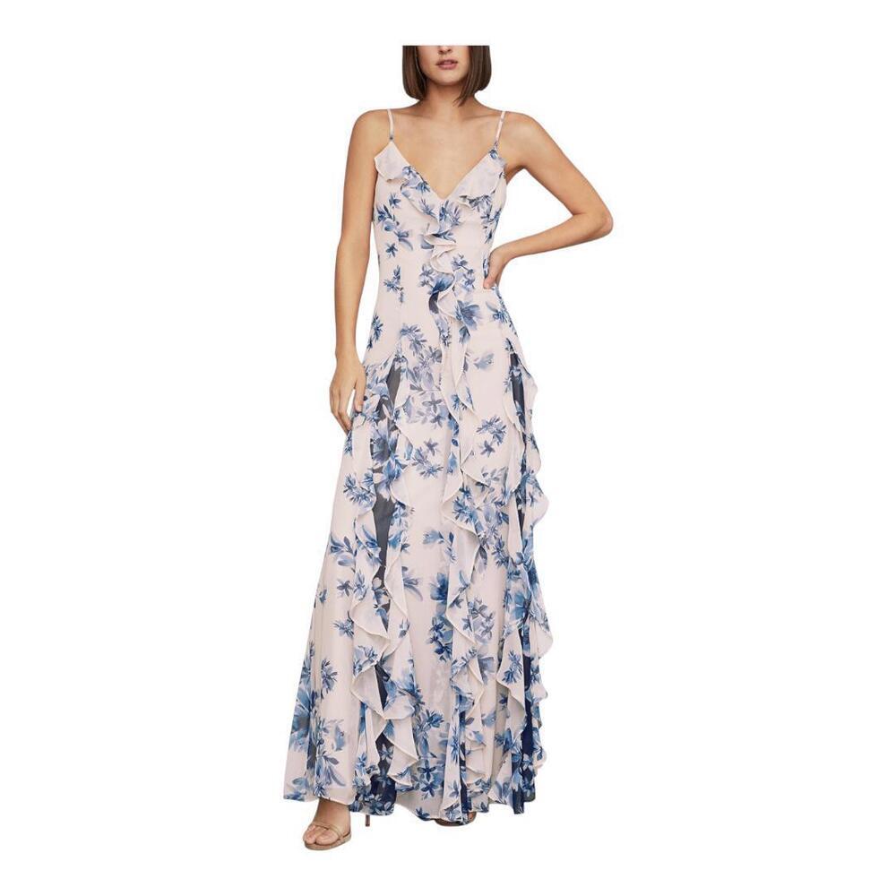 BCBGMAXAZRIA Floral Ruffle Maxi Dress - Elegant Size 4